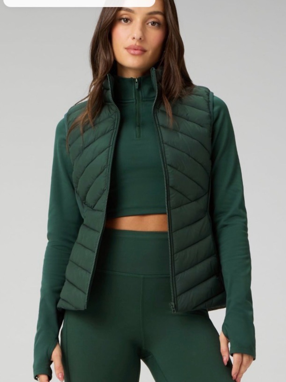 Fabletics Dark Green Quilted Puffer Vest